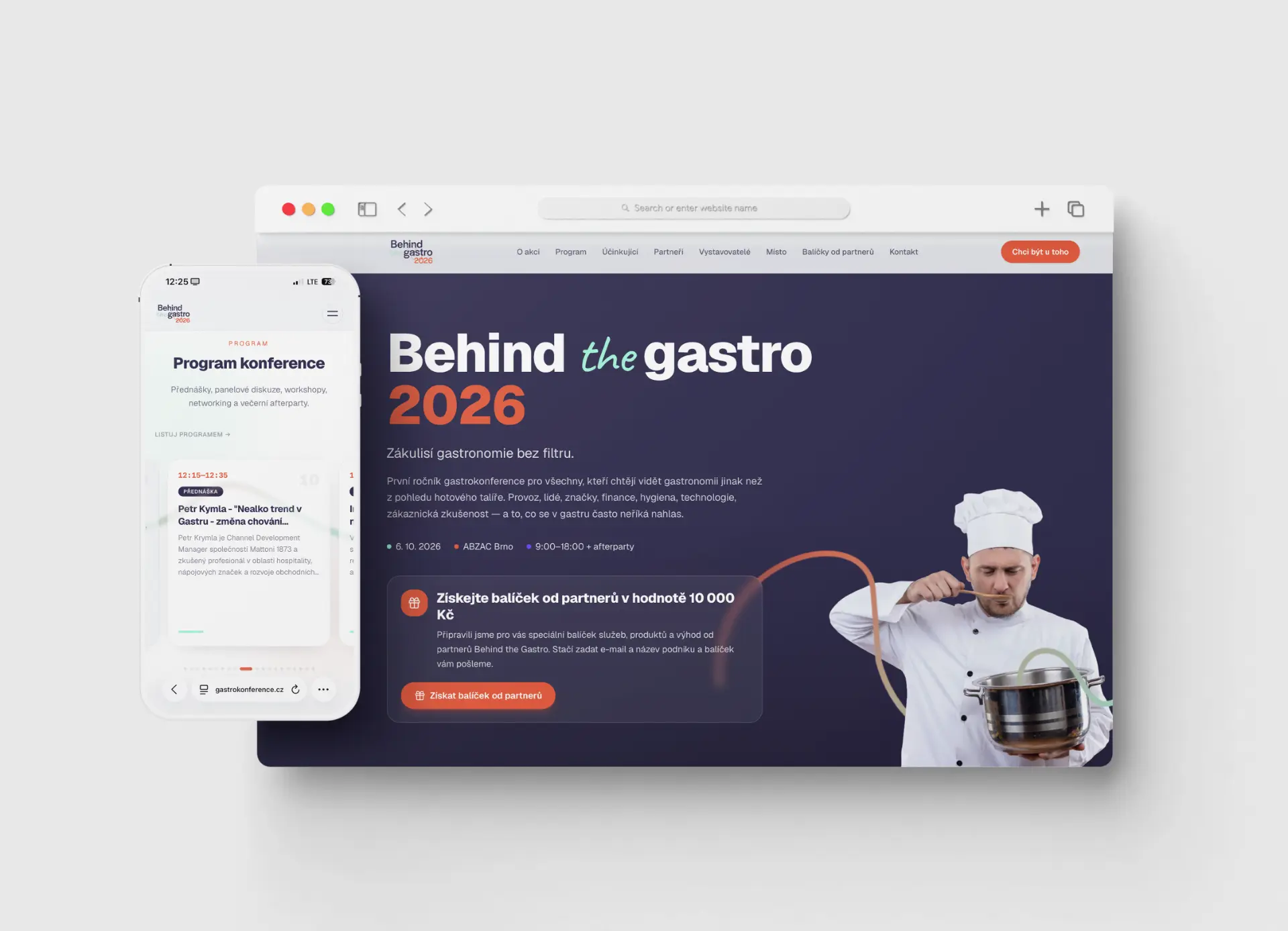Mockup webu konference Behind the Gastro